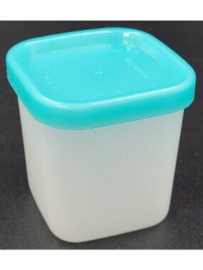 Set of 4 Mini Square Containers 2068A-9 Clear/Turquoise 80ml New